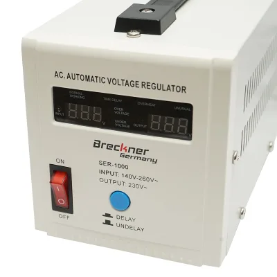 Stabilizzatore di tensione automatico 1000VA con relè monofase, 2 prese schuko 230V, display LCD Breckner Germany - immagine 4