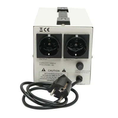 Stabilizzatore di tensione automatico 1000VA con relè monofase, 2 prese schuko 230V, display LCD Breckner Germany - immagine 2
