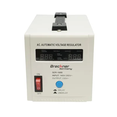 Stabilizzatore di tensione automatico 1000VA con relè monofase, 2 prese schuko 230V, display LCD Breckner Germany