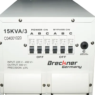 Stabilizzatore di tensione automatico 15KVA, 12KW trifase con servomotore Breckner Germany - immagine 4