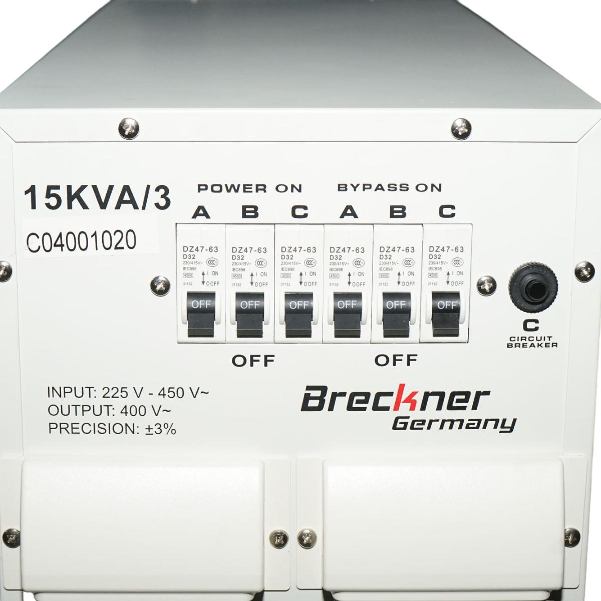 Stabilizzatore di tensione automatico 15KVA, 12KW trifase con servomotore Breckner Germany - immagine 4
