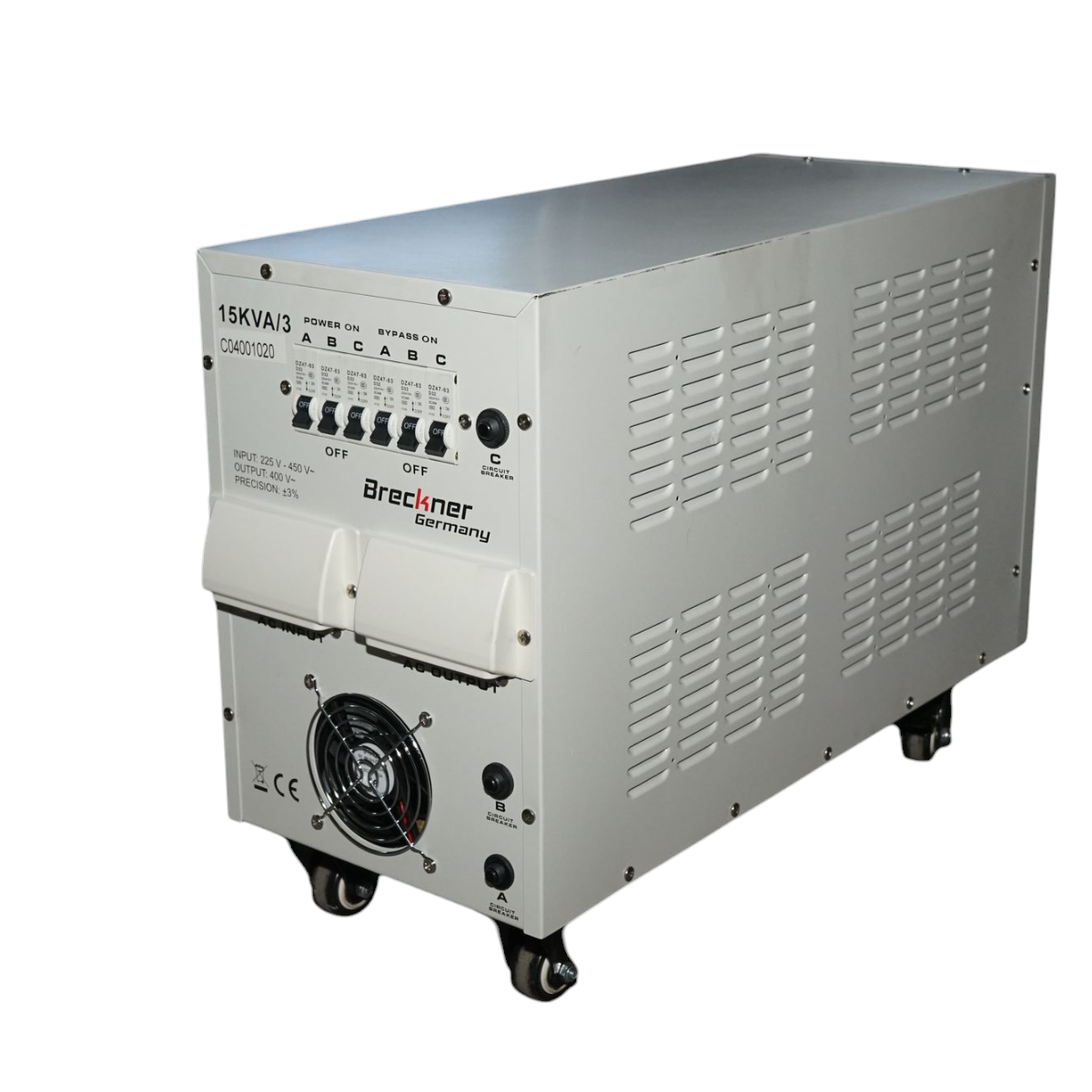 Stabilizzatore di tensione automatico 15KVA, 12KW trifase con servomotore Breckner Germany - immagine 3
