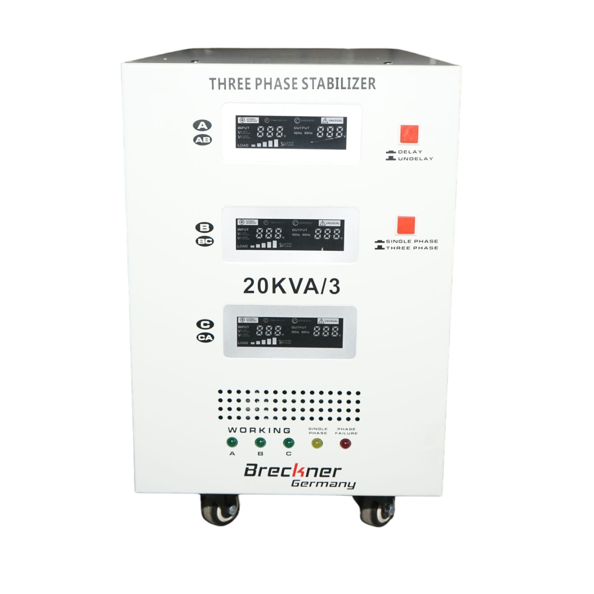 Stabilizzatore di tensione automatico 20KVA, 16KW trifase con servomotore Breckner Germany