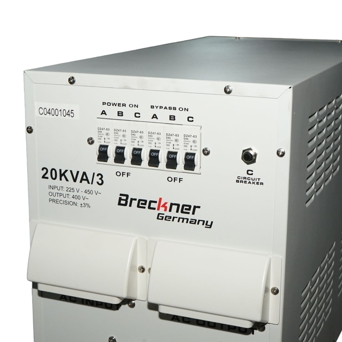 Stabilizzatore di tensione automatico 20KVA, 16KW trifase con servomotore Breckner Germany - immagine 5