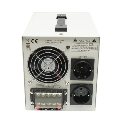 Stabilizzatore di tensione automatico 3000VA con relè monofase, 2 prese schuko 230V, display LCD Breckner Germany - immagine 2