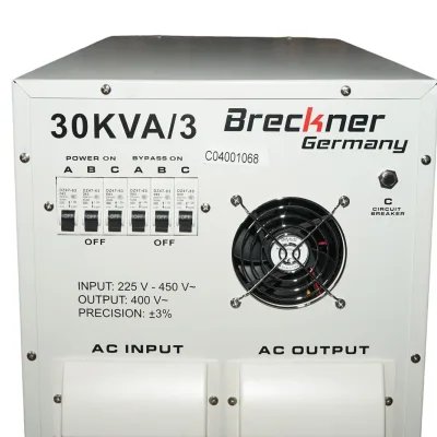 Stabilizzatore di tensione automatico 30KVA, 24KW trifase con servomotore Breckner Germany - immagine 5