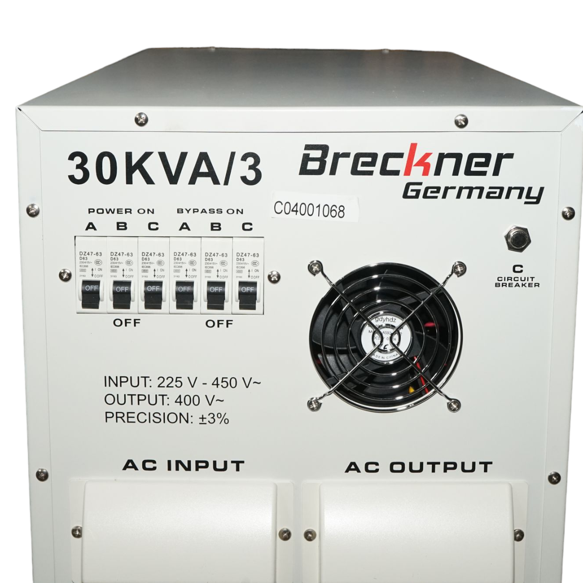 Stabilizzatore di tensione automatico 30KVA, 24KW trifase con servomotore Breckner Germany - immagine 5