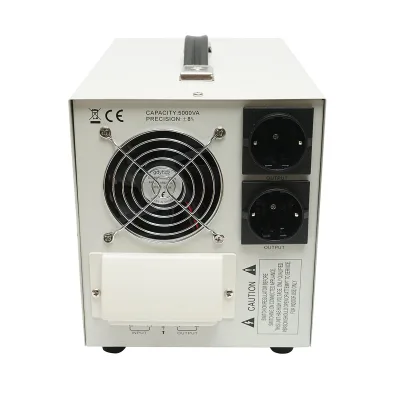 Stabilizzatore di tensione automatico 5000VA con relè monofase, 2 prese schuko 230V, display LCD Breckner Germany - immagine 2