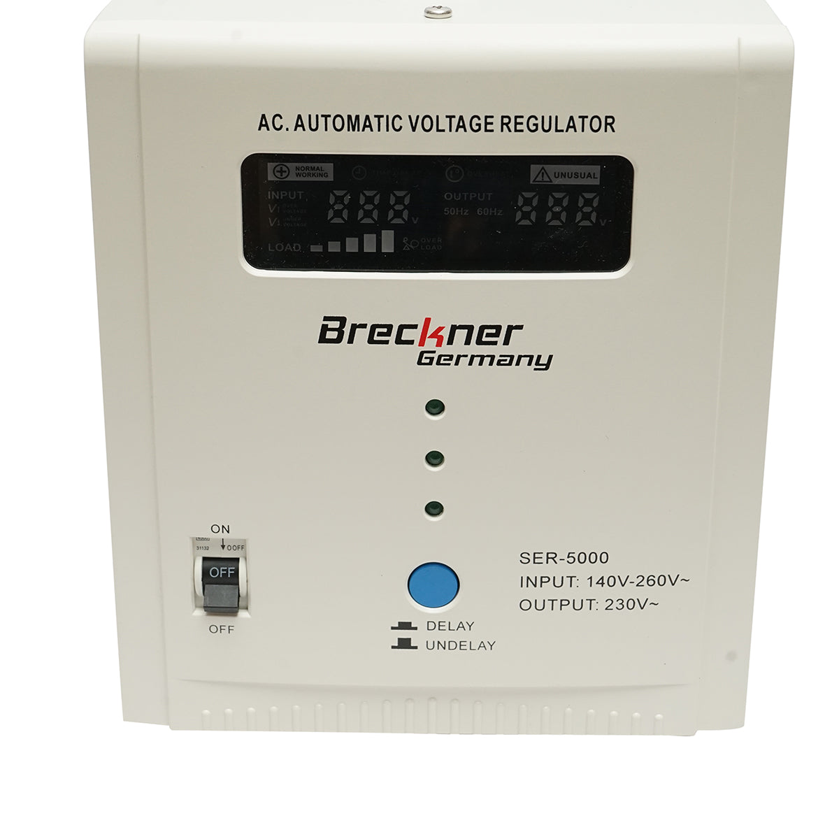 Stabilizzatore di tensione automatico 5000VA con relè monofase, 2 prese schuko 230V, display LCD Breckner Germany - immagine 4