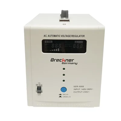 Stabilizzatore di tensione automatico 5000VA con relè monofase, 2 prese schuko 230V, display LCD Breckner Germany