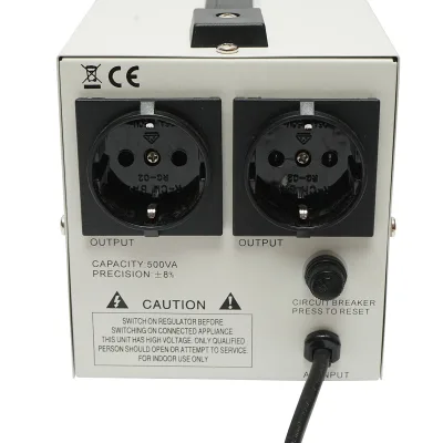Stabilizzatore di tensione automatico 500VA con relè monofase, 2 prese schuko 230V, display LCD Breckner Germany - immagine 5