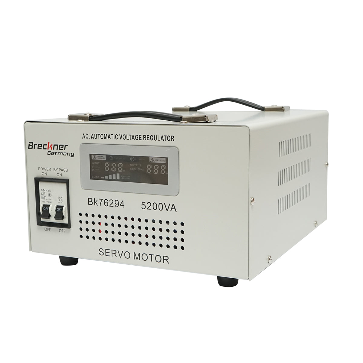 Stabilizzatore di tensione automatico 5200VA con servomotore monofase, 2 prese schuko 230V, display LCD Breckner Germany - immagine 2