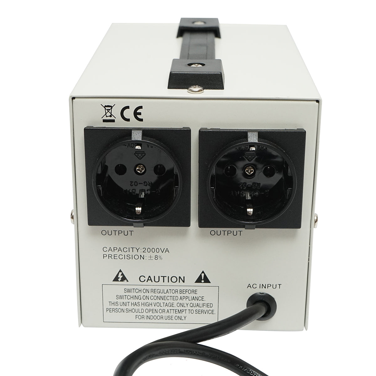 Stabilizzatore di tensione automatico monofase con relè 2000VA/140-260V, 2 prese schuko 230V, display LCD Breckner Germany - immagine 5