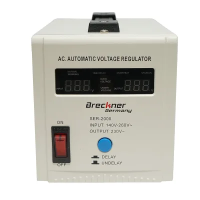 Stabilizzatore di tensione automatico monofase con relè 2000VA/140-260V, 2 prese schuko 230V, display LCD Breckner Germany - immagine 4