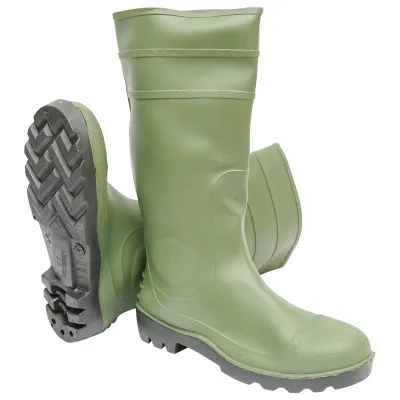 Stivali da lavoro in PVC verde con puntale in acciaio, taglia 44, modello 005GB