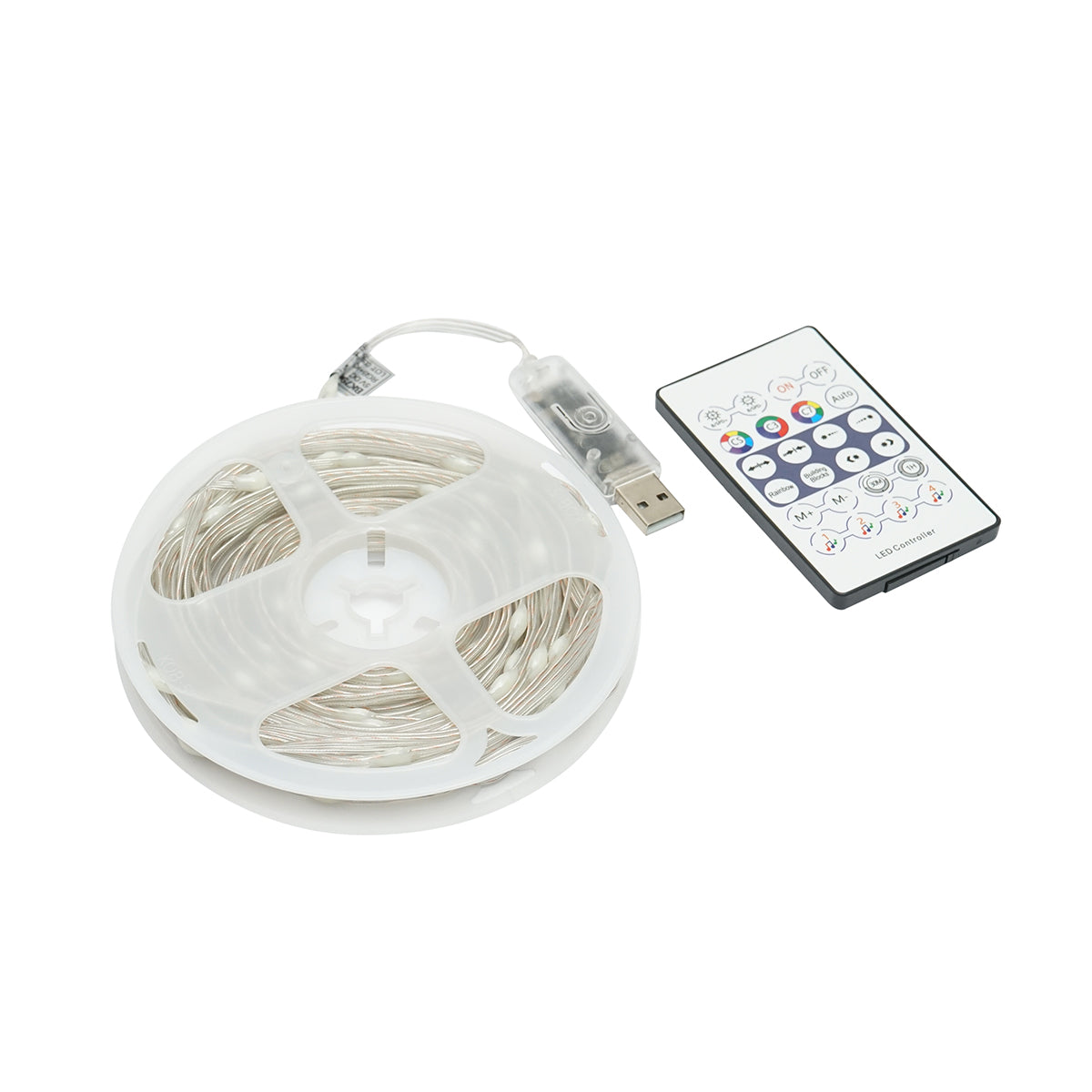Striscia LED decorativa intelligente 2W/m 5V con telecomando, controllo musicale, bluetooth, applicazione USB, 10m RGB+IC IP68 - immagine 2