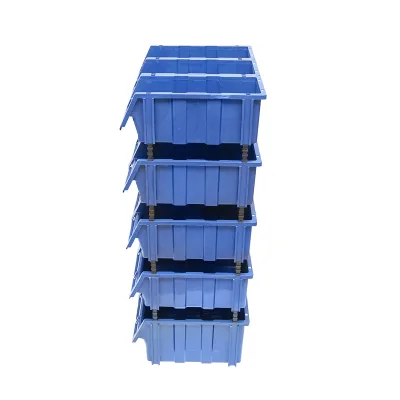 Supporto con 13 scatole per riporre/organizzare oggetti, scatola in plastica blu, 510x400x1000 mm - immagine 5