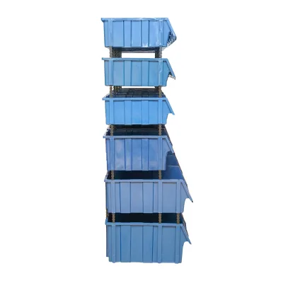 Supporto con 26 scatole per riporre/organizzare oggetti, scatola in plastica blu, 1020x510x1350 mm - immagine 5