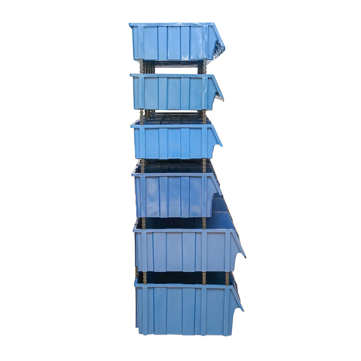 Supporto con 26 scatole per riporre/organizzare oggetti, scatola in plastica blu, 1020x510x1350 mm - immagine 5