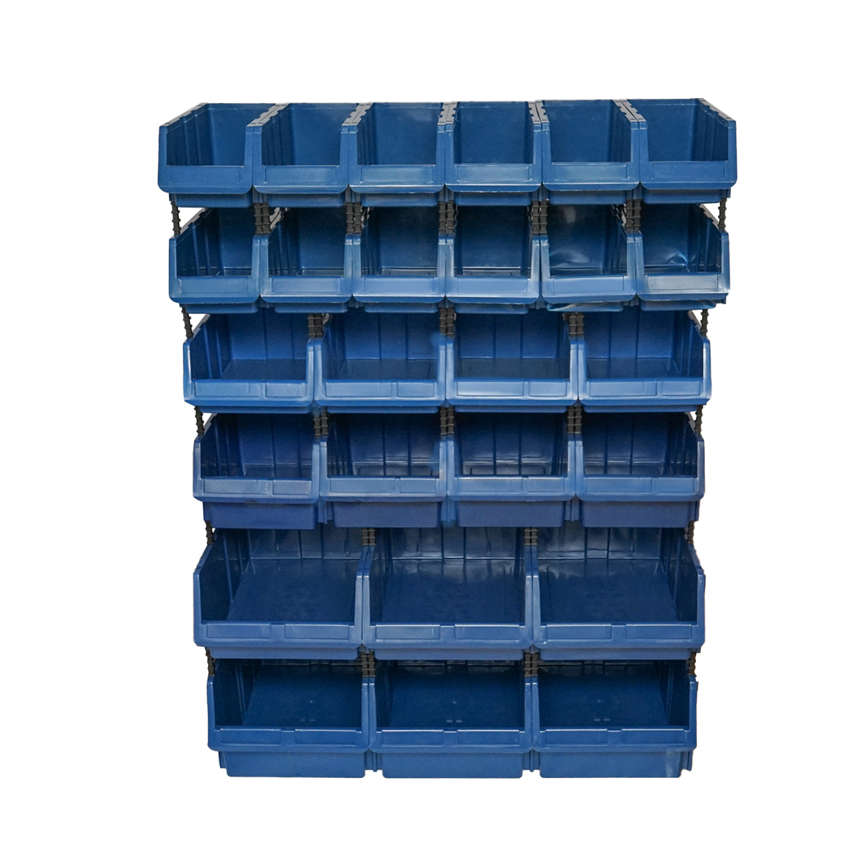 Supporto con 26 scatole per riporre/organizzare oggetti, scatola in plastica blu, 1020x510x1350 mm - immagine 4