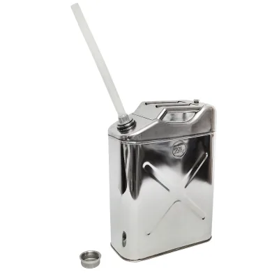 Tanica in acciaio inox da 20 litri con tubo flessibile e tappo a vite