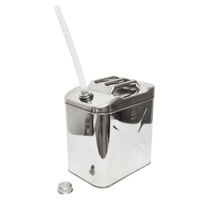 Tanica in acciaio inox da 30 litri con tubo flessibile e tappo a vite