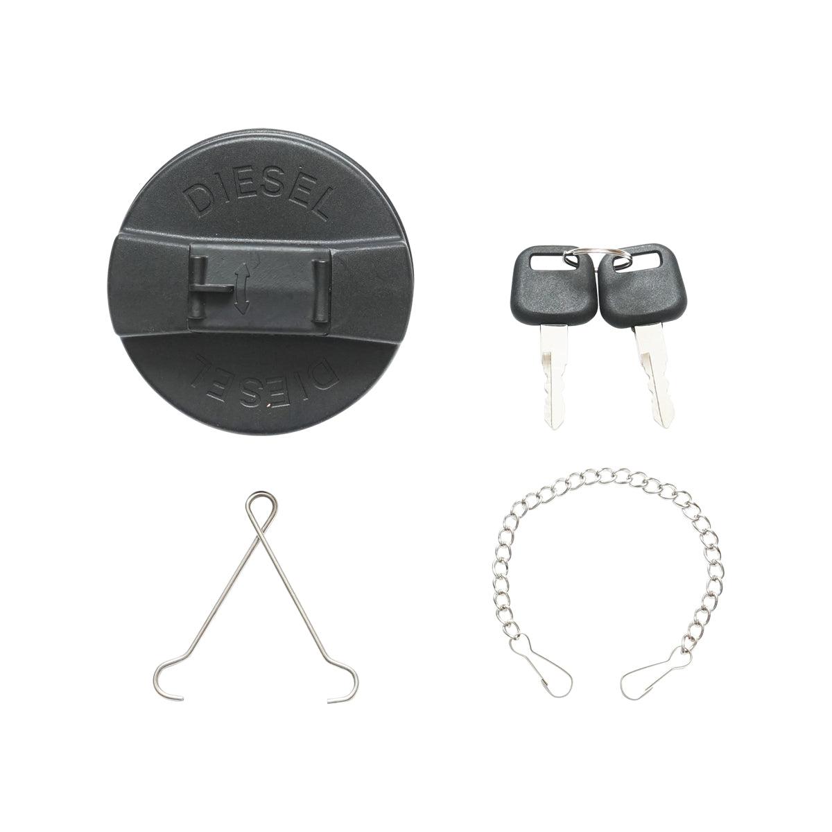 Tappo serbatoio con chiave per Case IH, Claas, Ford, John Deere, Massey Ferguson, Landini OEM 3786050M1, 4274363M1, 4280585M1, 4296020M1, 7700055371, 82011472, 84602136, 87731275, AL113 087, AL 78343, AL80633, F411201060080, 0011358050