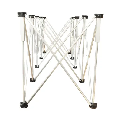 Tavolo da lavoro pieghevole a fisarmonica con 10 gambe, struttura in alluminio 226x61x72cm - immagine 3