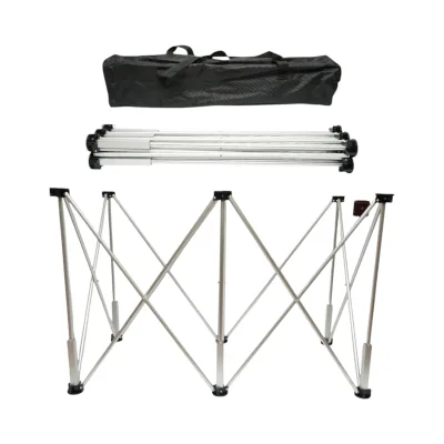 Tavolo da lavoro pieghevole a fisarmonica con 6 gambe, struttura in alluminio 116x61x72cm