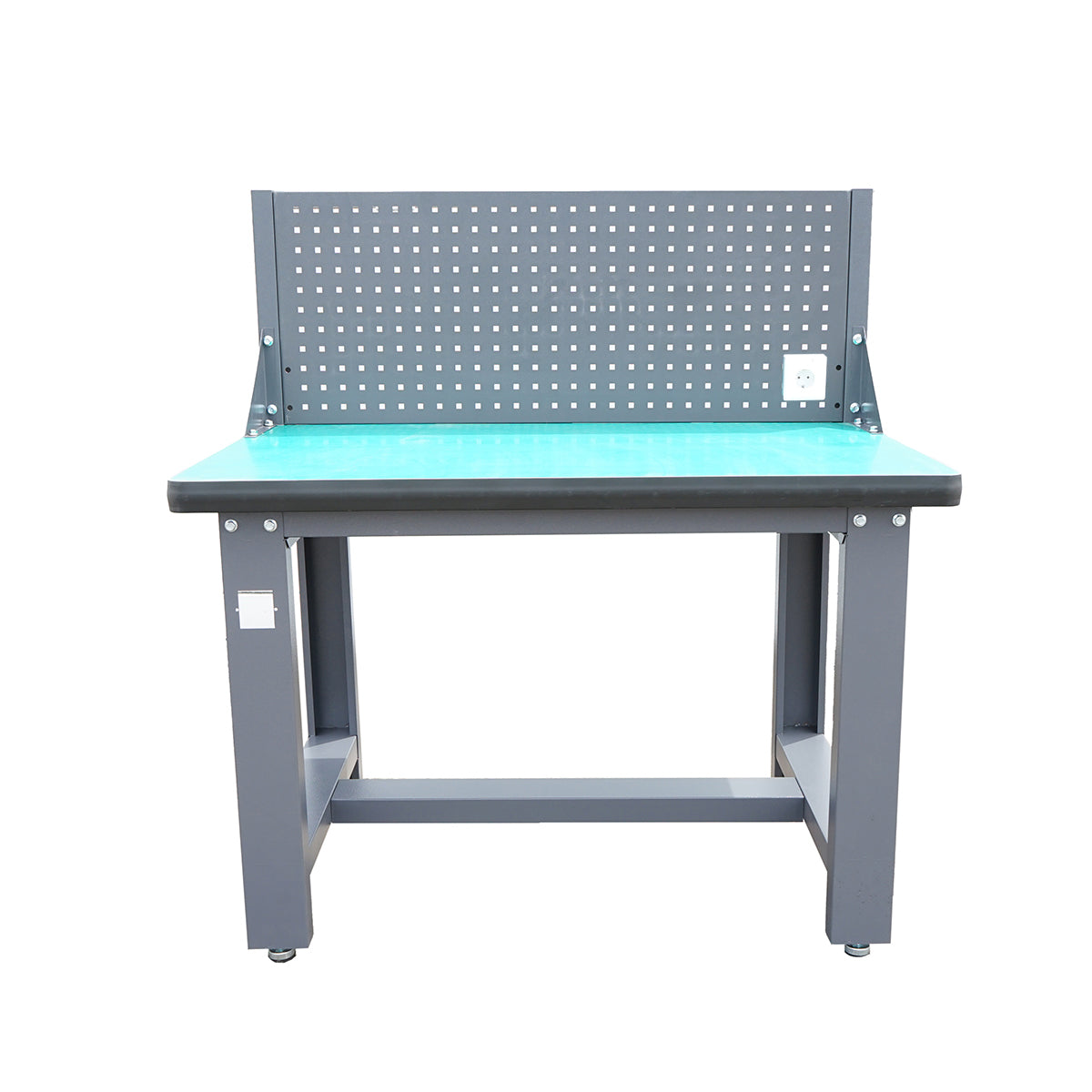 Tavolo, banco da lavoro da officina con presa 220V e pannello forato 1200x750x800+450mm - immagine 2