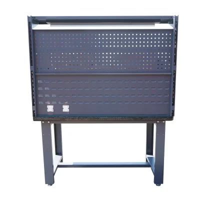 Tavolo, banco da lavoro da officina con presa 220V, pannello forato e illuminazione a LED 1500x750x800+1000mm - immagine 3