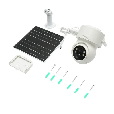 Telecamera di sorveglianza 4 MP con pannello solare 5W, batteria 18650 a ricarica rapida, WIFI 2.4 GHz, rotazione 360° PTZ con sensore di movimento, rilevamento umano PIR, allarme, visione notturna e applicazione iCSee - immagine 2