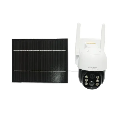 Telecamera di sorveglianza 4 MP con pannello solare da 7.6W, batteria 18650, WIFI con scheda SIM 4G, rotazione 360° PTZ, sensore di movimento, rilevamento umano PIR, memoria da 64 GB e applicazione iCSee