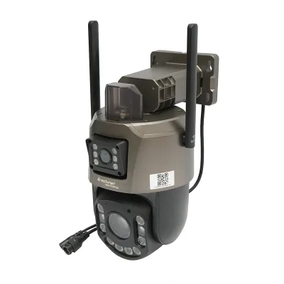 Telecamera di sorveglianza a doppia lente da 6 MP, Wi-Fi P2P, PTZ rotante a 360° con sensore di movimento, sirena, rilevamento persone e applicazione iCSee - immagine 2