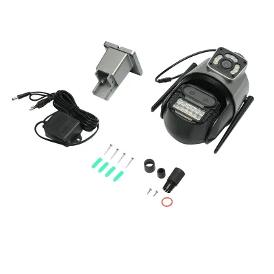 Telecamera di sorveglianza con 3 lenti, 2 obiettivi da 9 MP, P2P WIFI 2.4GHz, PTZ con sensore di movimento, sirena, rilevamento umano e applicazione iCSee - immagine 2