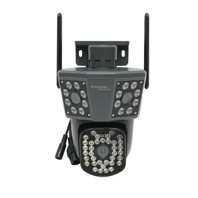 Telecamera di sorveglianza con 3 lenti, 3 obiettivi da 6 MP, WIFI 2.4GHz, rotazione a 360 gradi PTZ con sensore di movimento, allarme, rilevamento umano e applicazione IPC360 Home
