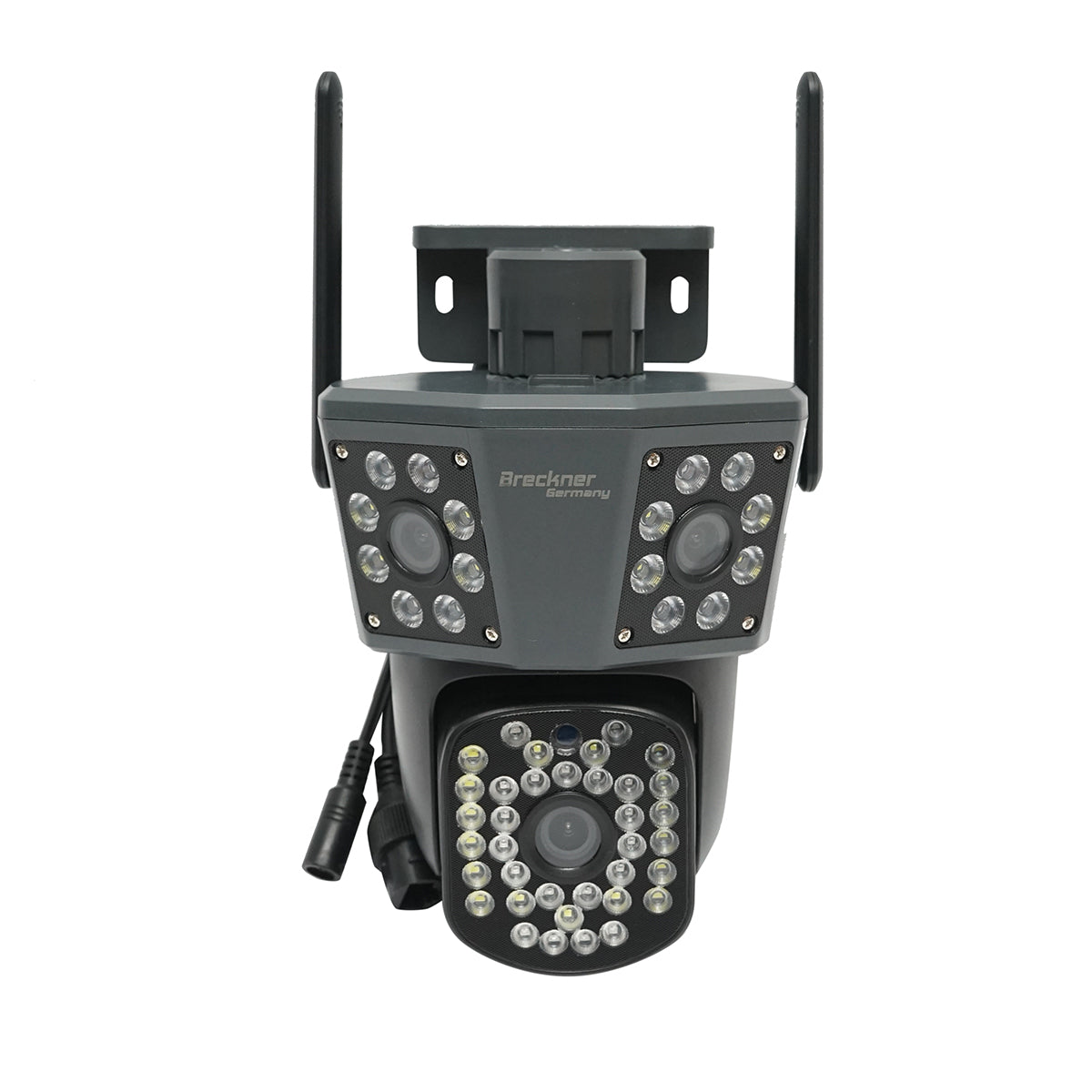 Telecamera di sorveglianza con 3 lenti, 3 obiettivi da 6 MP, WIFI 2.4GHz, rotazione a 360 gradi PTZ con sensore di movimento, allarme, rilevamento umano e applicazione IPC360 Home