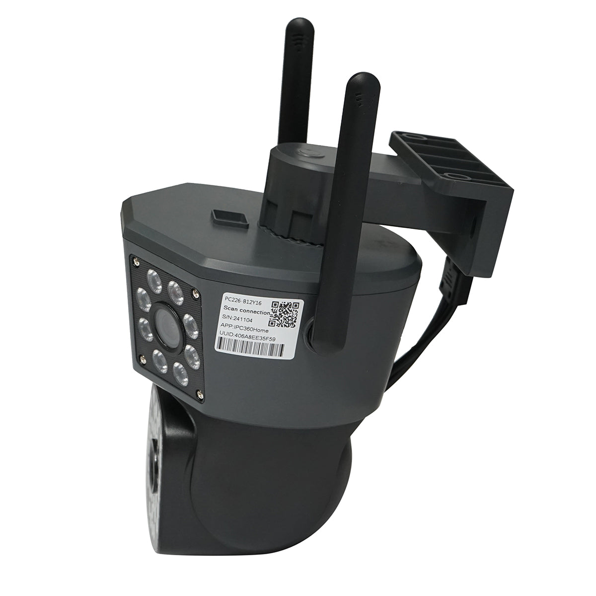Telecamera di sorveglianza con 3 lenti, 3 obiettivi da 6 MP, WIFI 2.4GHz, rotazione a 360 gradi PTZ con sensore di movimento, allarme, rilevamento umano e applicazione IPC360 Home - immagine 3