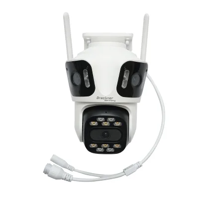 Telecamera di sorveglianza con 3 lenti, 3 obiettivi da 8 MP, 2 CPU dual control, P2P WIFI 2.4G, PTZ con sensore di movimento, allarme, visione notturna, rilevamento umano AI e applicazione iCSee