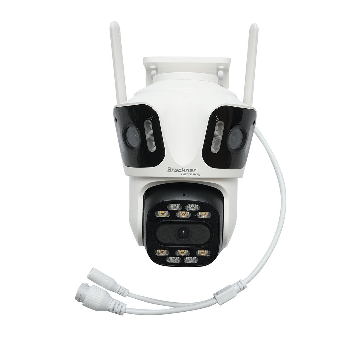 Telecamera di sorveglianza con 3 lenti, 3 obiettivi da 8 MP, 2 CPU dual control, P2P WIFI 2.4G, PTZ con sensore di movimento, allarme, visione notturna, rilevamento umano AI e applicazione iCSee