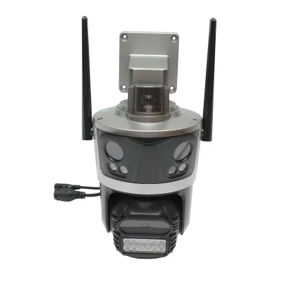 Telecamera di sorveglianza con 3 lenti, 3 obiettivi da 8 MP, 2 CPU dual control, P2P WIFI 2.4G, PTZ con sensore di movimento, allarme, visione notturna, rilevamento umano AI e applicazione iCSee