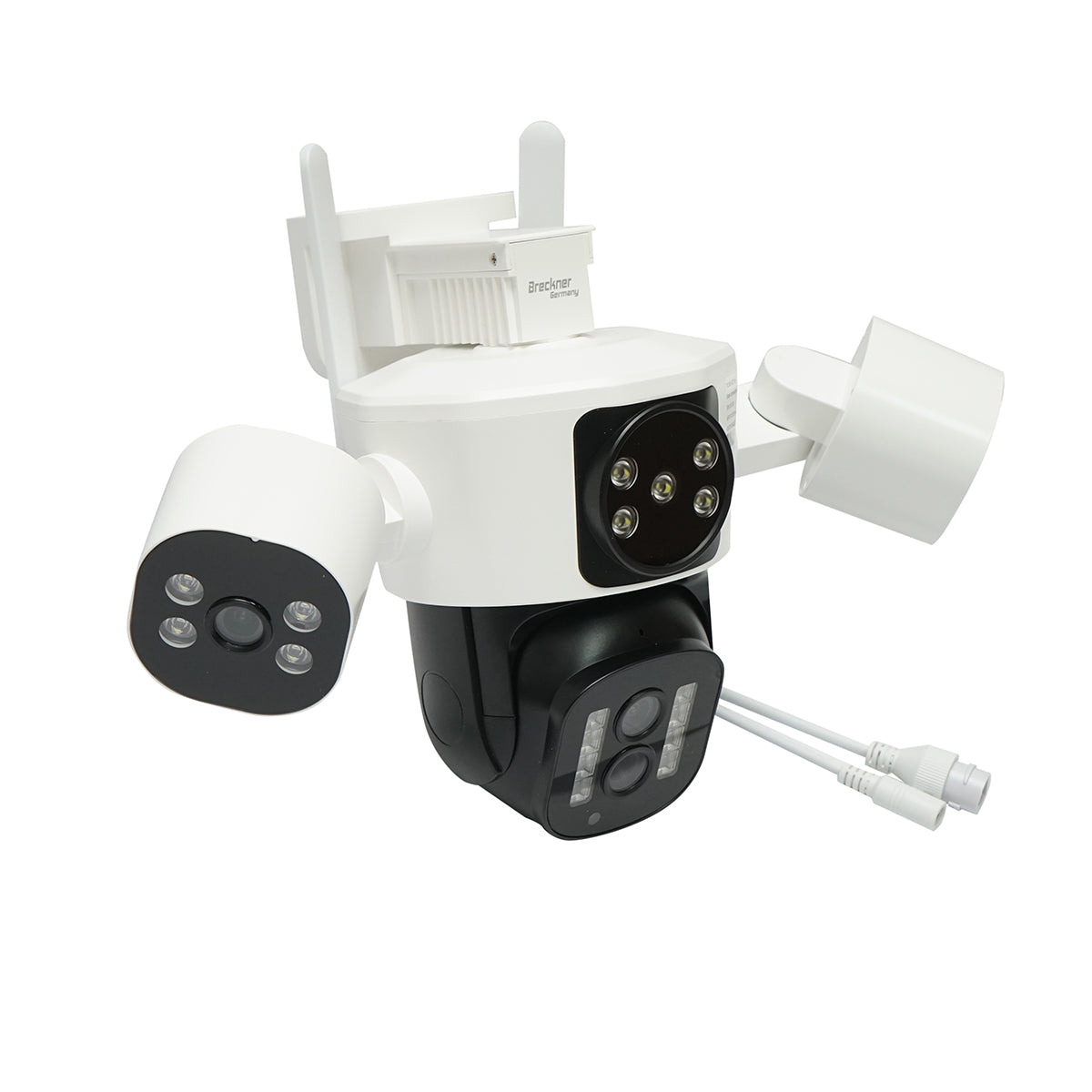 Telecamera di sorveglianza con 4 lenti, 3 obiettivi da 16 MP, WIFI 2.4GHz, rotazione a 360 gradi PTZ con sensore di movimento, zoom 10X, allarme, visione notturna IR, rilevamento umano e applicazione IPC360 Home - immagine 3