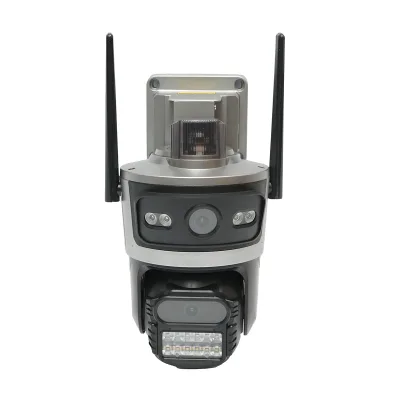 Telecamera di sorveglianza con lente doppia 4 MP, scheda SIM 4G, WIFI 2.4 GHz, pannello solare 7.6W, batteria 18650 a ricarica rapida, rotazione 360° PTZ con sensore di movimento, rilevamento umano PIR, allarme, visione notturna e applicazione iCSee - immagine 3