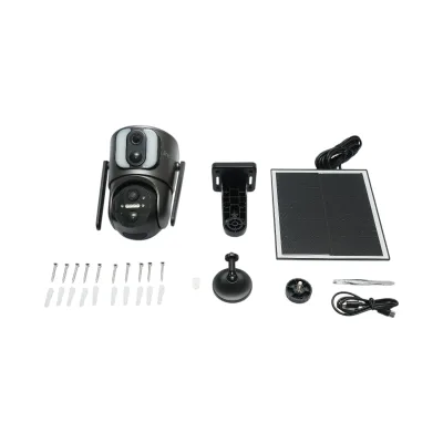 Telecamera di sorveglianza con lente doppia 6 MP, 4G, WIFI 2.4 GHz, pannello solare, batteria da 13.500 mAh, controllo PTZ, sensore di movimento, rilevamento umano PIR, visione notturna IR intelligente e applicazione Ubox - immagine 3