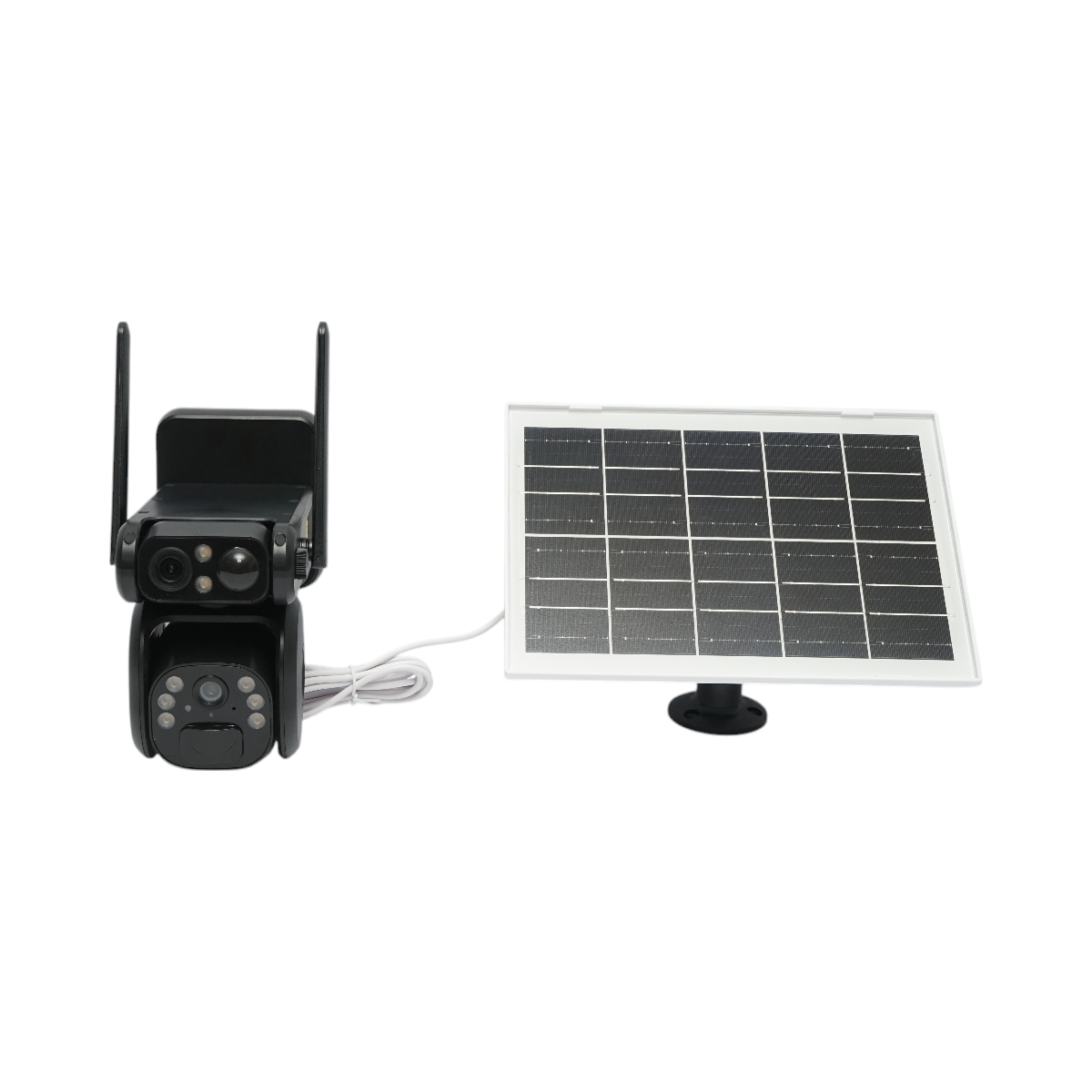 Telecamera di sorveglianza con lente doppia 6 MP, 4G, WIFI 2.4 GHz, pannello solare, batteria da 9.000 mAh, controllo PTZ, sensore di movimento, rilevamento umano PIR, visione notturna e applicazione Ubox