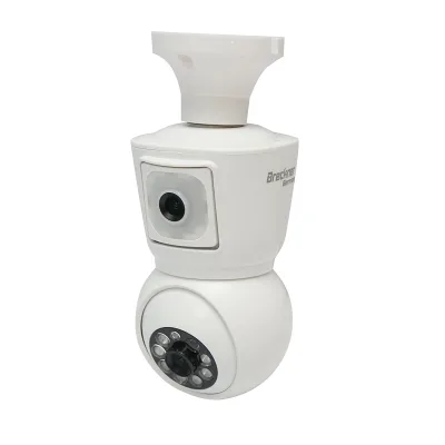 Telecamera di sorveglianza smart-bulb con lente doppia 4 MP, rotazione 360° PTZ, WIFI 2.4GHz, tipo lampadina E27 con sensore di movimento e applicazione iCSee - immagine 2
