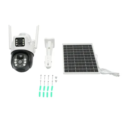 Telecamera di videosorveglianza 2x2MP con doppio obiettivo, WIFI rotante con pannello solare da 7W, PTZ, 1080P, sensore di movimento, visione notturna, applicazione V380 Pro - immagine 2