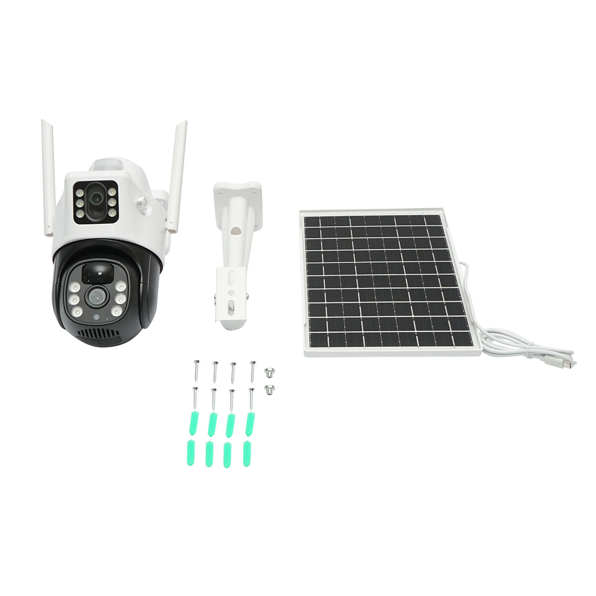 Telecamera di videosorveglianza 2x2MP con doppio obiettivo, WIFI rotante con pannello solare da 7W, PTZ, 1080P, sensore di movimento, visione notturna, applicazione V380 Pro - immagine 2