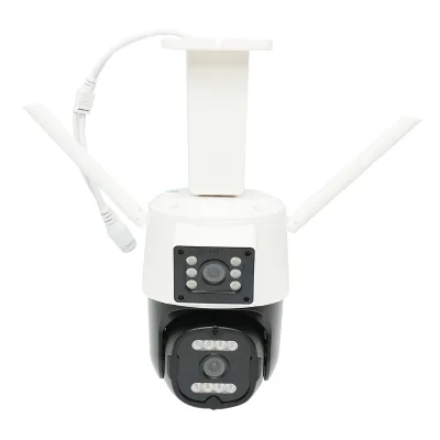 Telecamera di videosorveglianza da 6 MP con doppio obiettivo, P2P WIFI 2.4G 1080P, PTZ con sensore di movimento, rilevamento presenza umana e applicazione iCSee