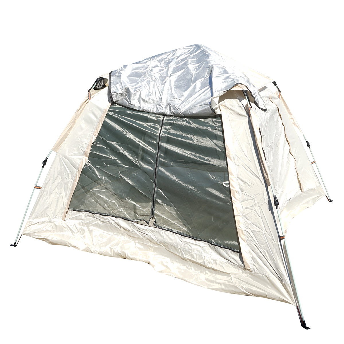 Tenda da campeggio automatica a montaggio rapido per 2 persone, 2 porte, apertura su 4 lati, zanzariera, impermeabile, 240x240x155 cm - immagine 2